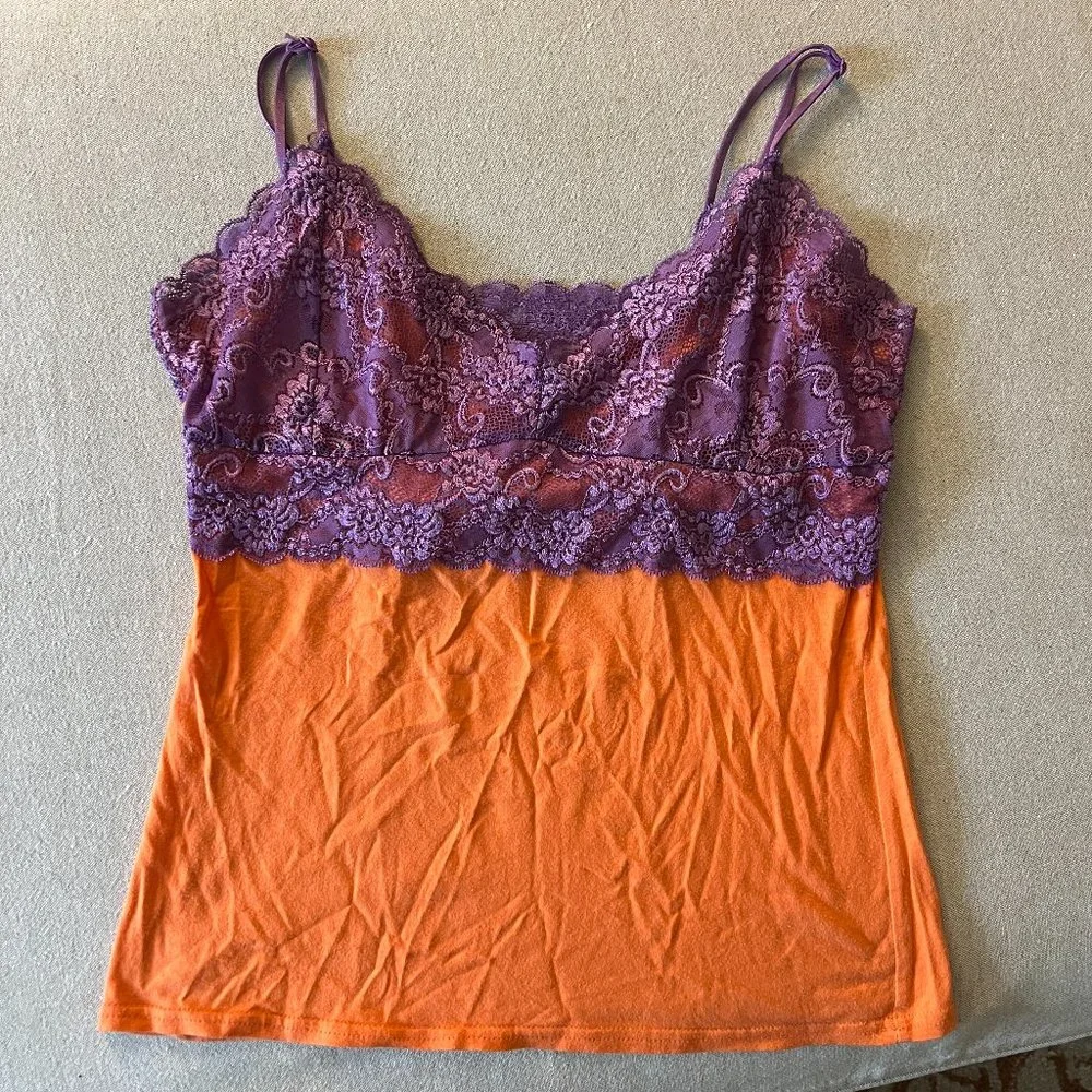 VS Moda International Women's Orange & Purple Lacey Tank Sz M EUC - Picture 5 of 9
